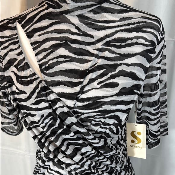 S by Serena Black and White Asymmetrical Zebra Print Dress - Picture 3 of 10
